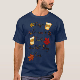 T-shirt Automne Les Canines De Café Tombent Plus Grand Jou