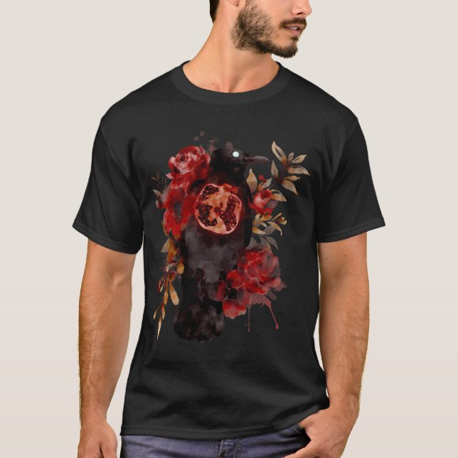 T-shirt Automne Oracle Crow Pomegranit Aquarelle (Devant)