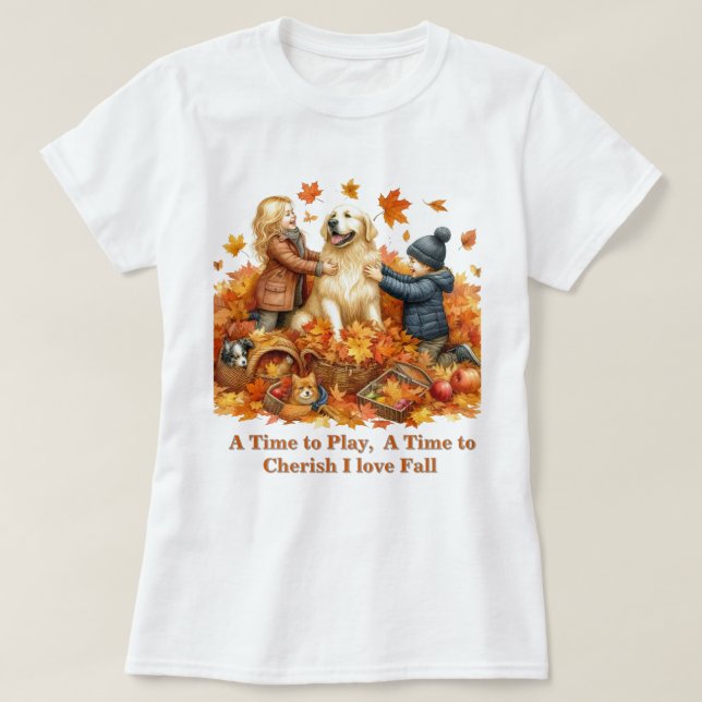 T-shirt Automne saison Feuille amour automne (Design devant)