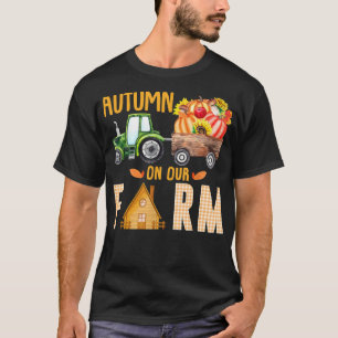 T-shirt Automne Sur Notre Ferme Citrouilles Vintages Feuil