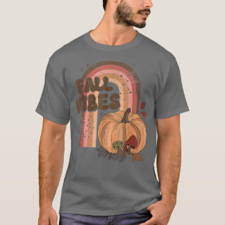 T-shirt Automne Vibes rétro arc-en-ciel automne citrouille