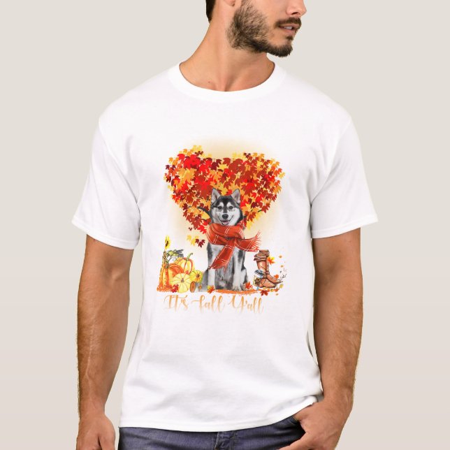 T-shirt Automne Y tous les Amoureux de les chiens Husky Me (Devant)