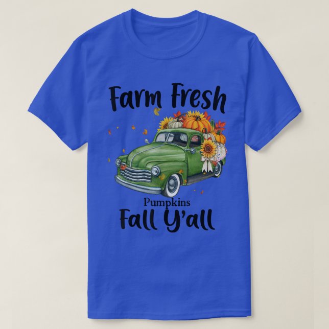 T-shirt Automne Y'all Camion Citrouille Tournesol Automne  (Design devant)