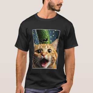 T-shirt Autoportrait de chat avec concombre Graphique drôl