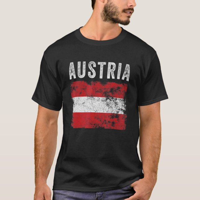 T-shirt Autriche Drapeau Hommes Distorsion Femmes Enfants  (Devant)