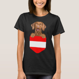 T-shirt Autriche Drapeau Vizsla Chien Dans Poche