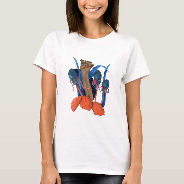 T-shirt Autruche avec des feuilles (Devant)