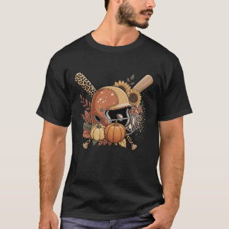 T-shirt Autumn Baseball – Leopard Print Helmet Sunflowers