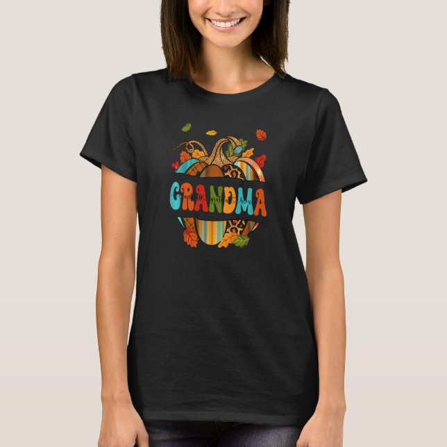 T-shirt Autumn Fall Outfit Grandma Thankful Grateful Bless (Devant)