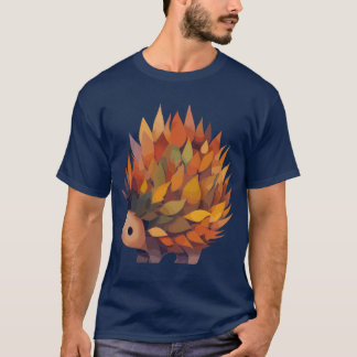 T-shirt Autumn hedgehog made of leaves funny
