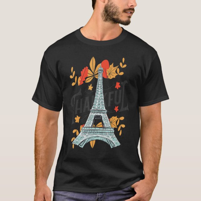 T-shirt Autumn Leaves in Paris Eiffel Tower Fall Vibes in  (Devant)