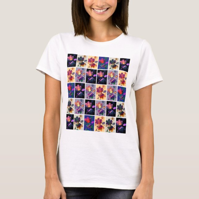 T-shirt Autumn Leaves Rustic Patchwork (Devant)
