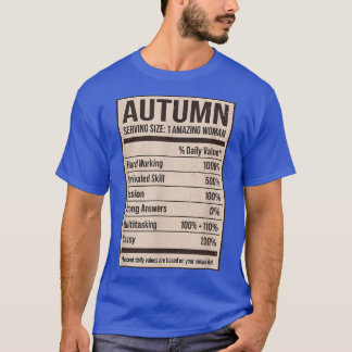 T-shirt Autumn Nutrition Facts Name Nickname Alias Title F