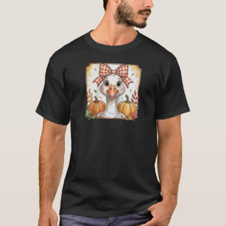 T-shirt Autumn Season Vintage Cozy Cute Goose Coquette Bow