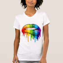 T-shirt aux lèvres arc-en-ciel