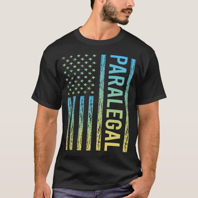 T-shirt Auxiliaire juridique bleu jaune (Devant)