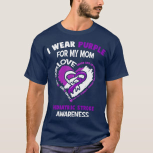 T-shirt AVC pédiatrique Je Porte Violet Pour Ma Mère Coeur