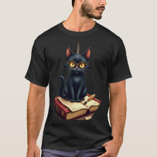 T-shirt avec autocollant de chat érudit de l'Acade
