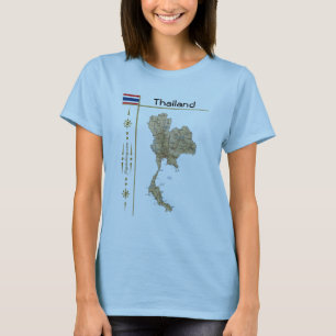 T-shirt avec carte et drapeau de la Thaïlande + ti