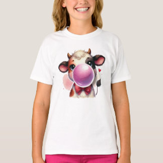 T-shirt avec chewing-gum à bulle de vache mignonne