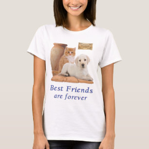 T-shirt avec chiot et chaton tout-sur-impression