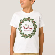 T-Shirt avec Couronne de Joyeux Noël pour Enfant