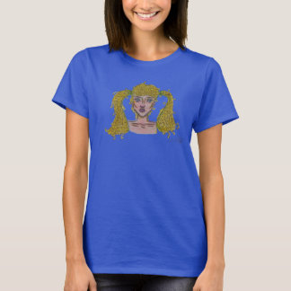 T-shirt avec dessin à la main d'une fille blonde