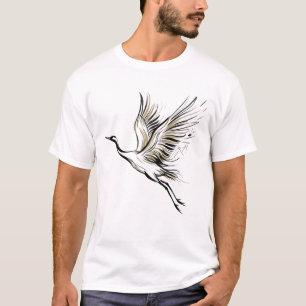 T-Shirt avec dessin minimaliste de grue volante