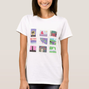 T-shirt avec dessins animés sur la plage et la nat