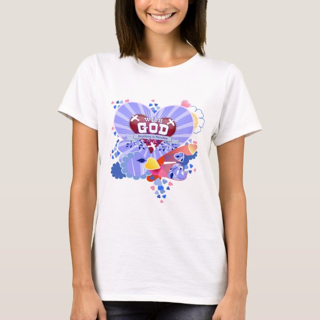 T-shirt Avec Dieu Coeurs (Devant)