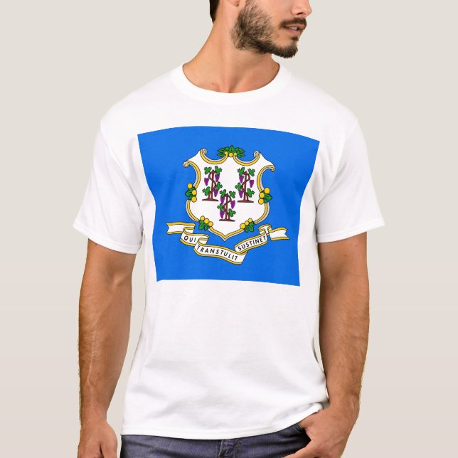 T-shirt avec drapeau de l'État du Connecticut USA (Devant)
