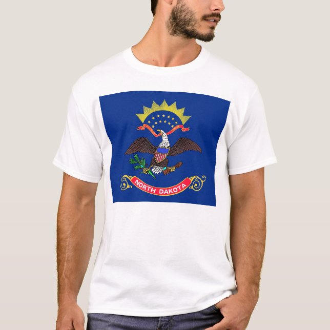 T-shirt avec drapeau de l'état du Dakota du Nord U (Devant)