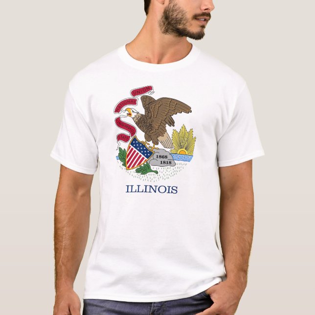 T-shirt avec drapeau de l'Illinois State USA (Devant)
