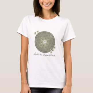 T-shirt avec fleur de vie et fleurs, vert, fleur