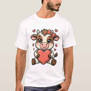 T-shirt avec gravure vintage de bébé vache mignonn