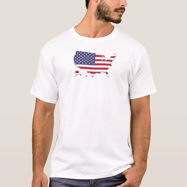 T-shirt avec la carte du drapeau américain (Devant)
