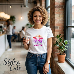 T-Shirt avec le nom Amelia et image de beauté fémi