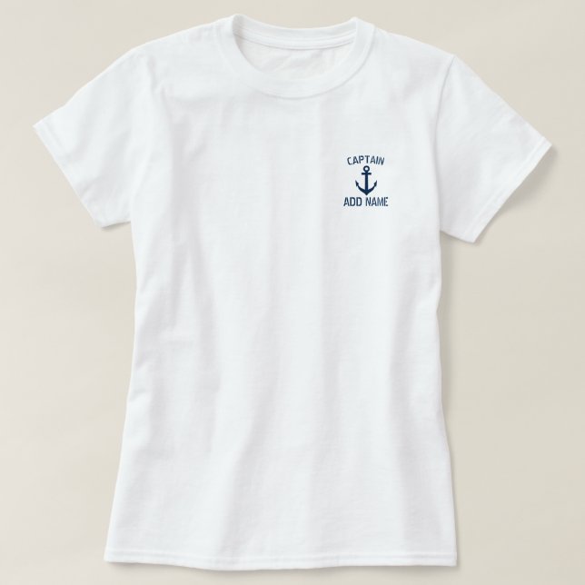 T-shirt avec le nom du capitaine du bateau des dam (Design devant)