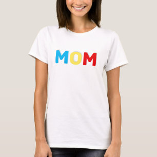 T-Shirt avec le texte Maman en couleurs bleu rouge