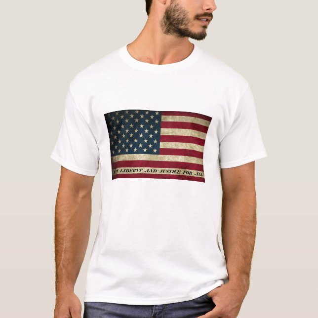 T-shirt Avec Liberté Et Justice Pour Tous Le Drapeau Améri (Devant)