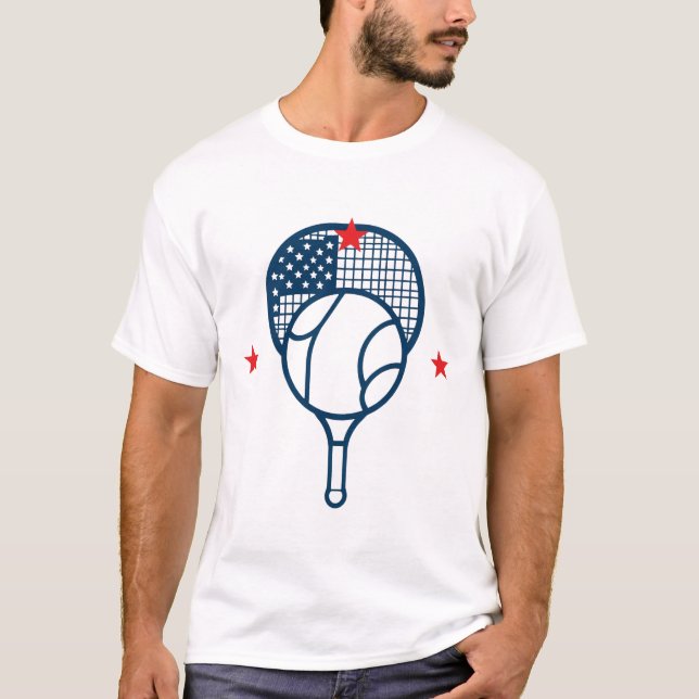 T-shirt avec logo tennis et l'amérique du drapeau (Devant)