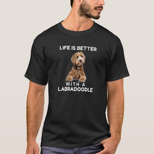 T-shirt Avec Mini Labradoodle Chien (Devant)