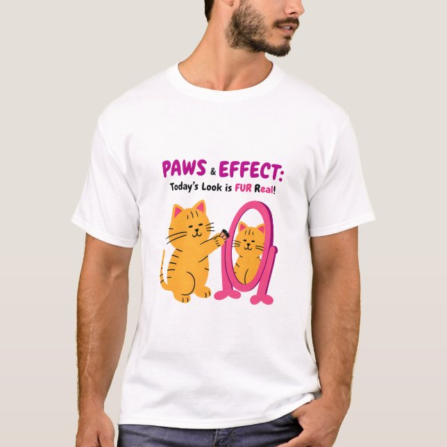 T-shirt avec pattes et effets - Chat branché faire (Devant)
