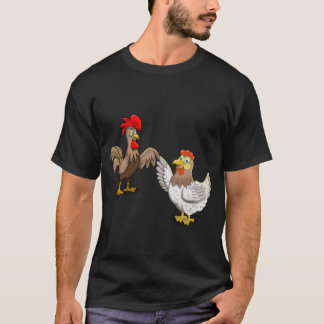 T-shirt avec poule et coq