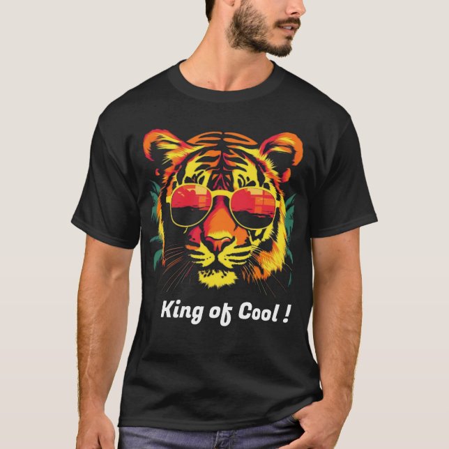 T-shirt avec tête de lion cool avec lunettes (Devant)