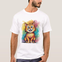 T-shirt avec une œuvre d'art de chat colorée et mi