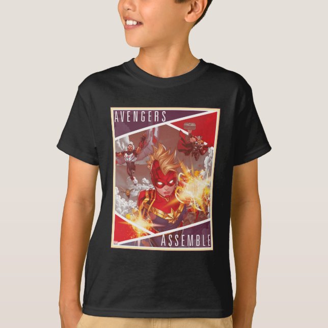 T-shirt Avengers | Captain Marvel et les Avengers rassembl (Devant)