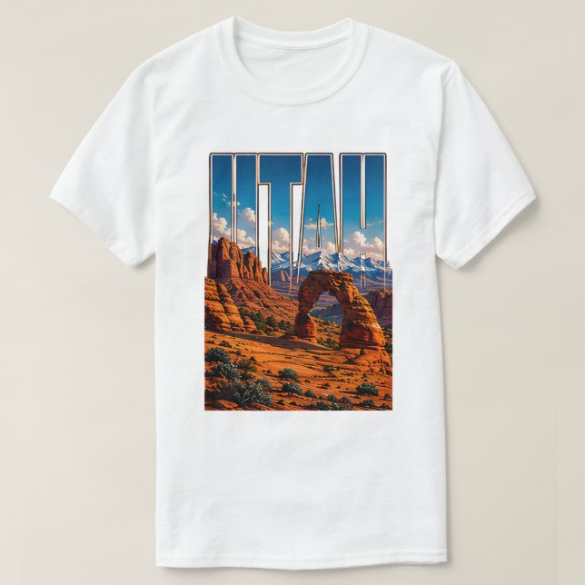 T-shirt Aventure de montagne aux arches de roche rouge de  (Design devant)