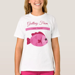 T-shirt Aventure du lac rétro Poisson rose Design vintage