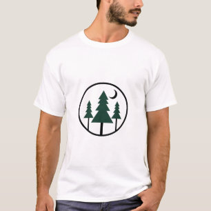 T-shirt Aventure minimaliste Forêt Pins Nuit Lune
